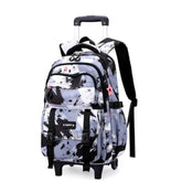Huitich wheeled backpack for boys and girls with black and white splatter design and multiple compartments